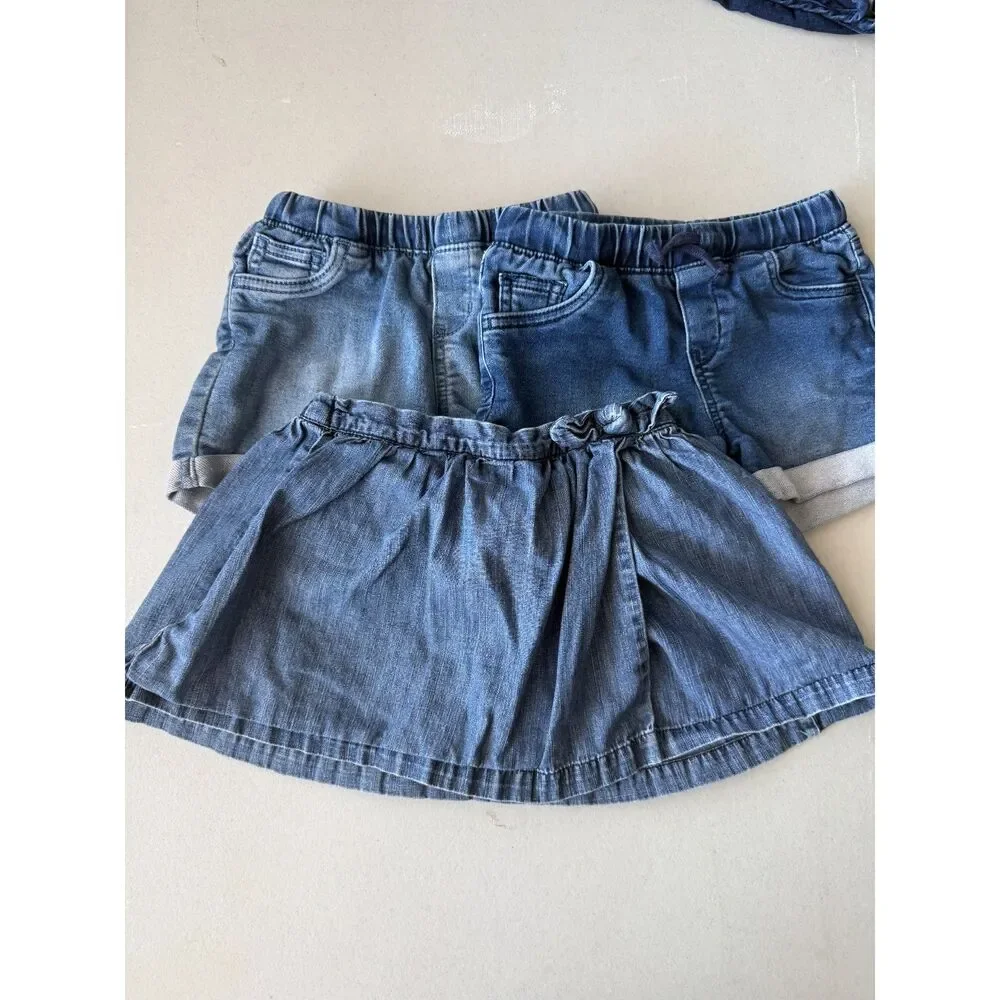 Cat & Jack Girls Denim Lot 2 Pairs Cuffed Shorts & The Gap Skort Size 5T Bundle